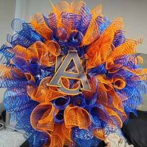 Auburn University Mesh Wreath in Blue and Orange